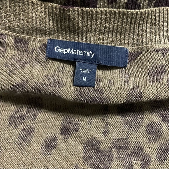 Gap Tan Purple Cheetah Print V Neck Thin Knit L/S Cardigan - Picture 4 of 5